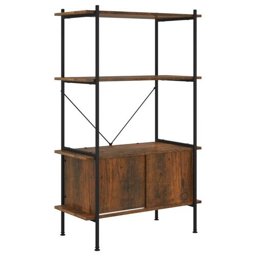Reol med skab 80x40x130 cm 4 niveauer stål og konstrueret træ