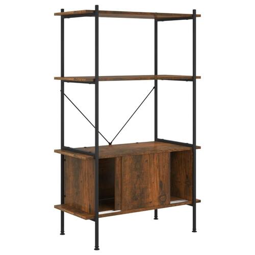 Reol med skab 80x40x130 cm 4 niveauer stål og konstrueret træ
