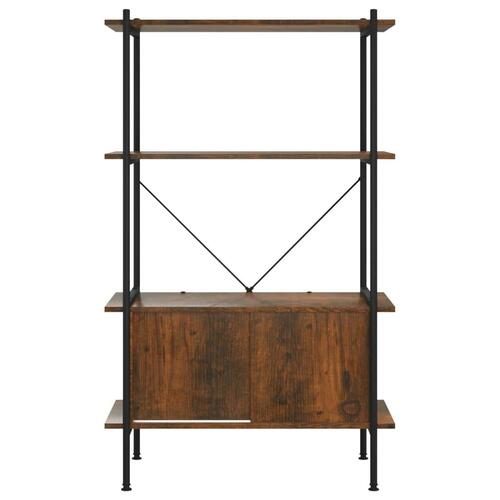 Reol med skab 80x40x130 cm 4 niveauer stål og konstrueret træ
