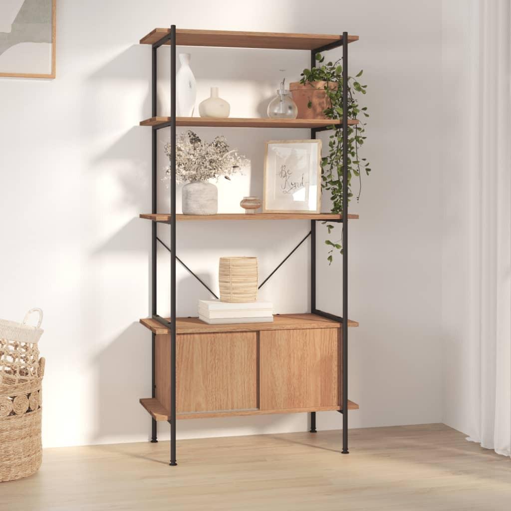 Reol med skab 80x40x163 cm 5 niveauer stål og konstrueret træ