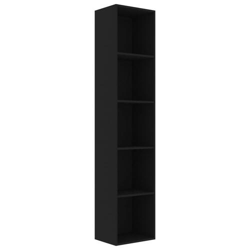 Bogreol 40x30x189 cm konstrueret træ sort