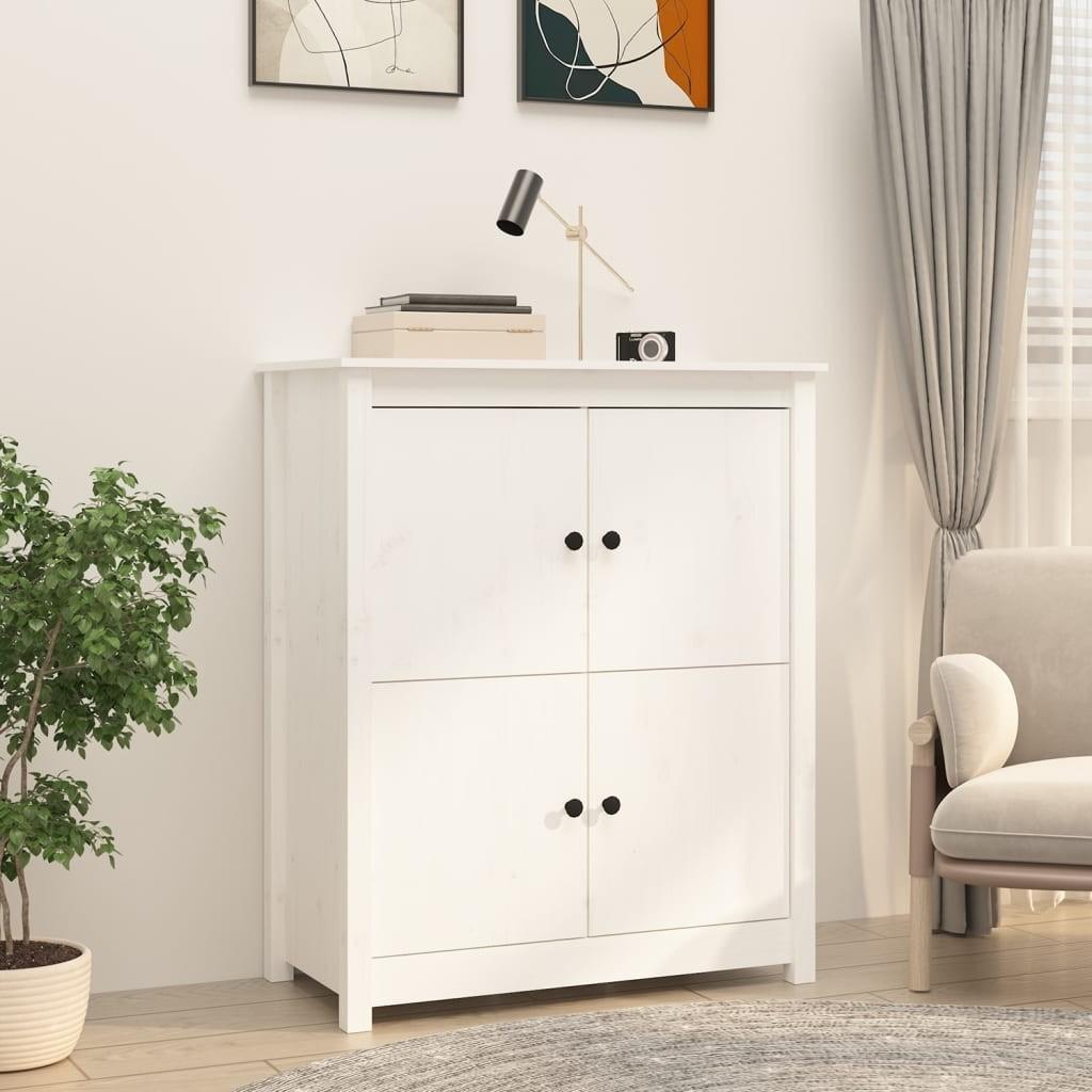 Skænk 83x41,5x100 cm massivt fyrretræ hvid