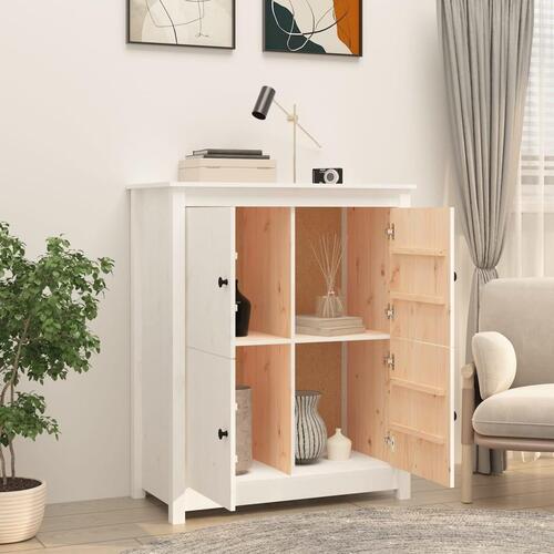 Skænk 83x41,5x100 cm massivt fyrretræ hvid