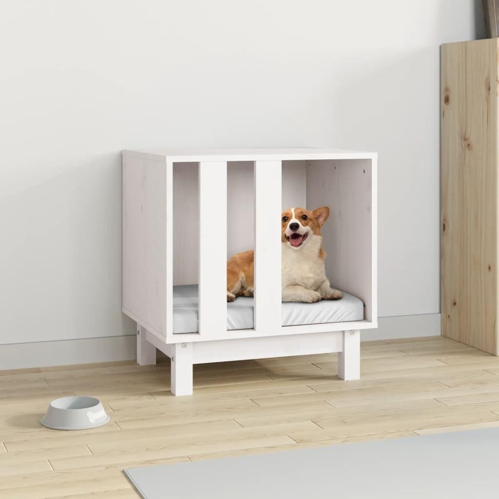Hundehus 50x40x52 cm massivt fyrretræ hvid