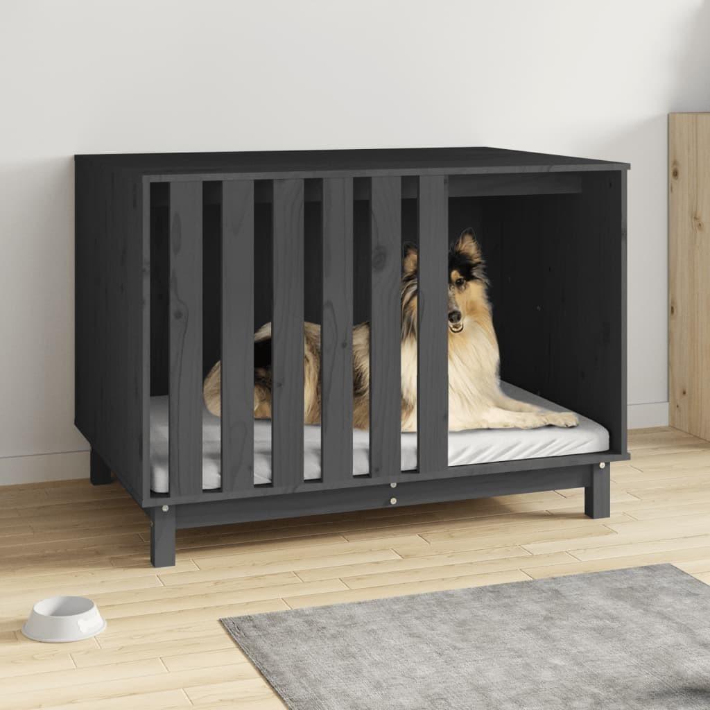 Hundehus 100x70x72 cm massivt fyrretræ grå