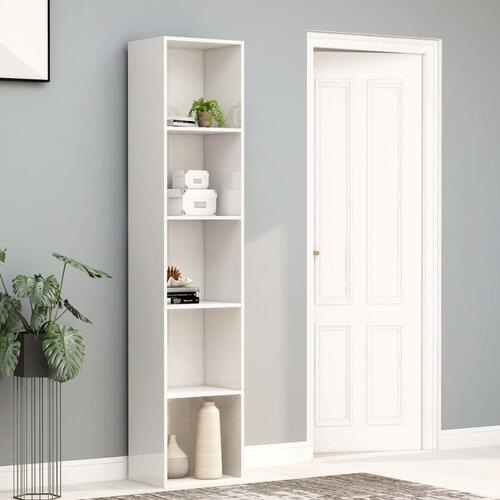 Bogskab 40 x 30 x 189 cm spånplade hvid højglans