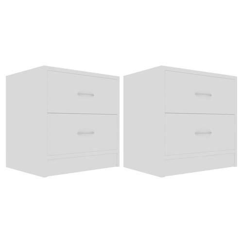Sengeborde 2 stk. 40x30x40 cm konstrueret træ hvid