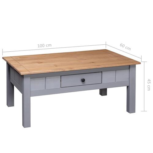 Sofabord 100x60x45 cm massivt fyrretræ Panama grå