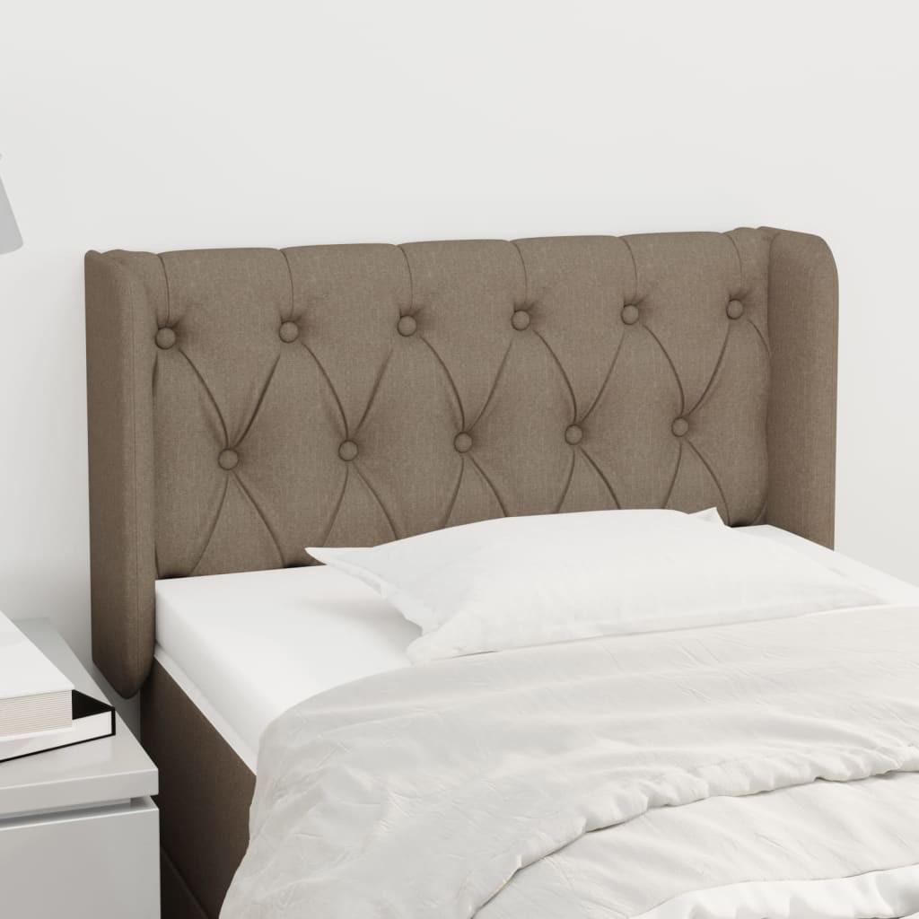 Sengegavl med kanter 83x16x78/128 cm stof gråbrun billede