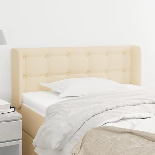 Sengegavl med kanter 93x16x78/88 cm stof cremefarvet