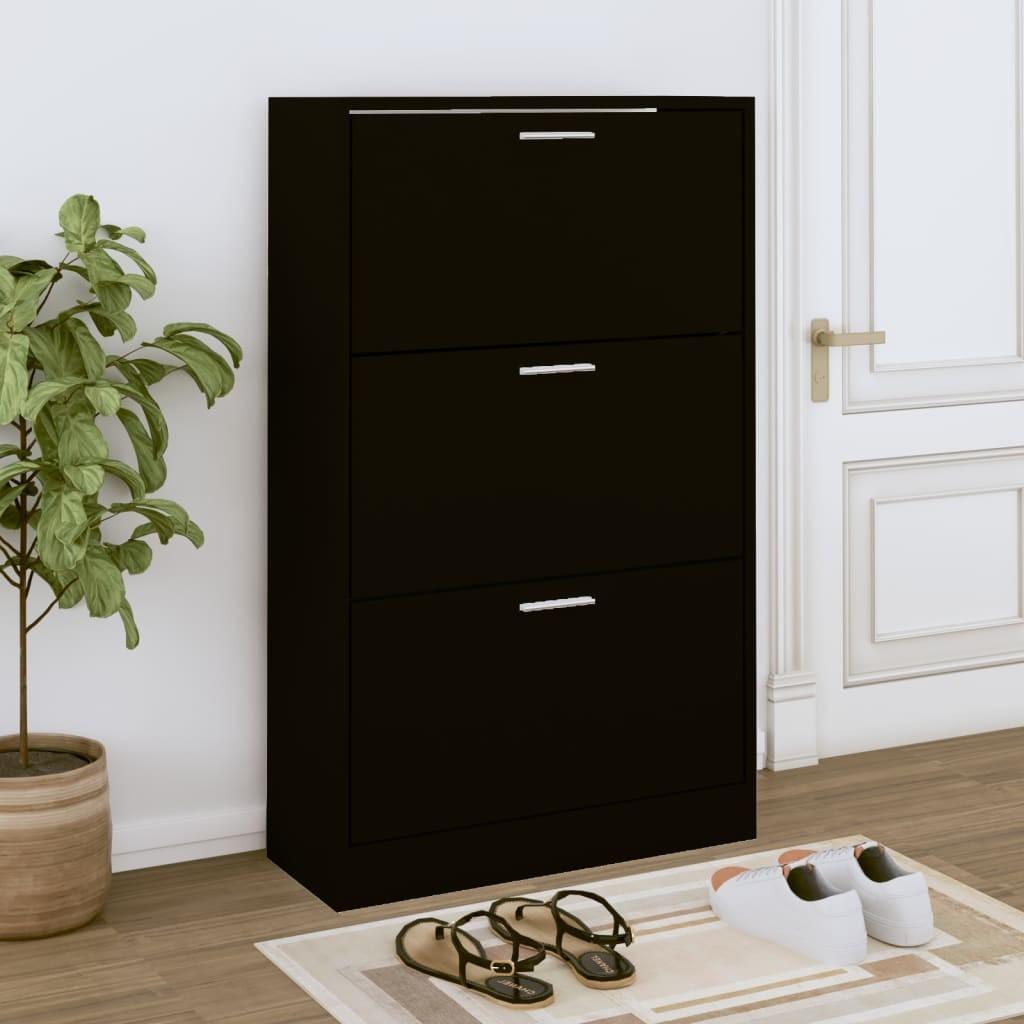 Skoskab 63x24x103 cm konstrueret træ sort