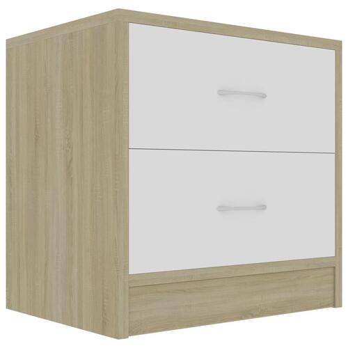 Sengeskab 40x30x40 cm spånplade hvid og sonoma-eg