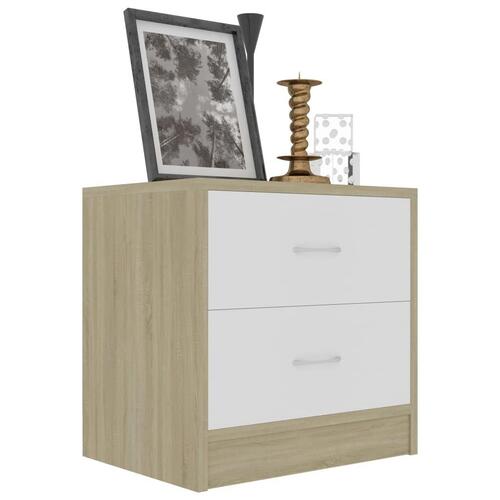 Sengeskab 40x30x40 cm spånplade hvid og sonoma-eg