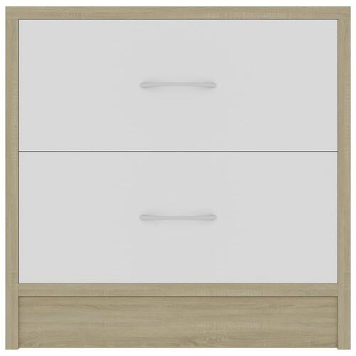 Sengeskab 40x30x40 cm spånplade hvid og sonoma-eg