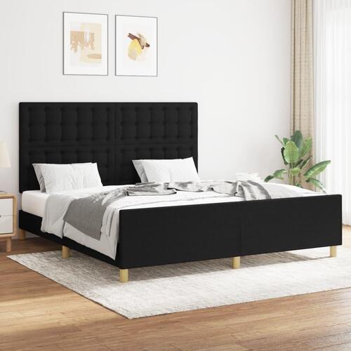 Sengeramme med sengegavl 160x200 cm stof sort