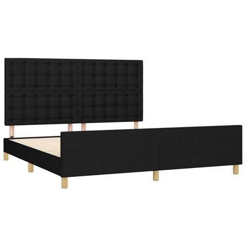Sengeramme med sengegavl 160x200 cm stof sort