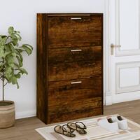 Skoskab 63x24x103 cm konstrueret træ røget egetræsfarve