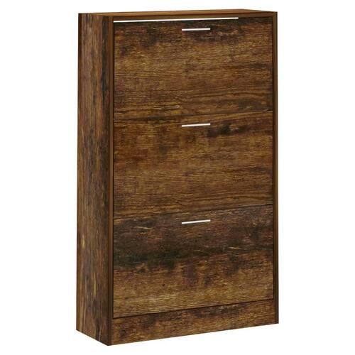 Skoskab 63x24x103 cm konstrueret træ røget egetræsfarve