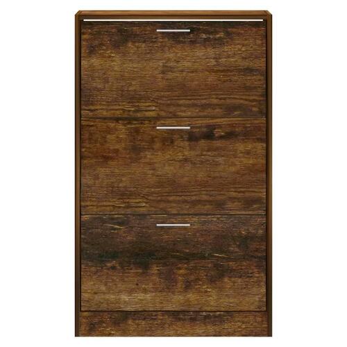 Skoskab 63x24x103 cm konstrueret træ røget egetræsfarve