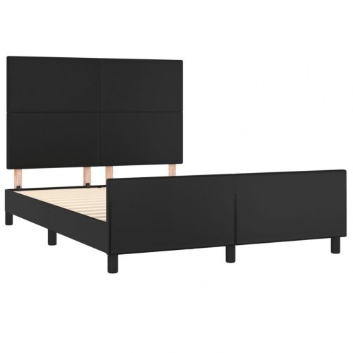 Sengeramme med sengegavl 140x190 cm i sort kunstlæder