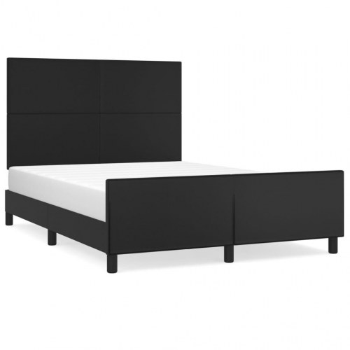 Sengeramme med sengegavl 140x200 cm i sort kunstlæder