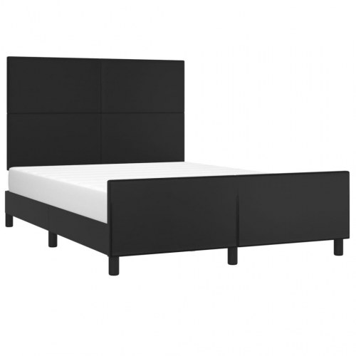 Sengeramme med sengegavl 140x200 cm i sort kunstlæder