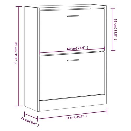 Skoskab 63x24x81 cm konstrueret træ sort
