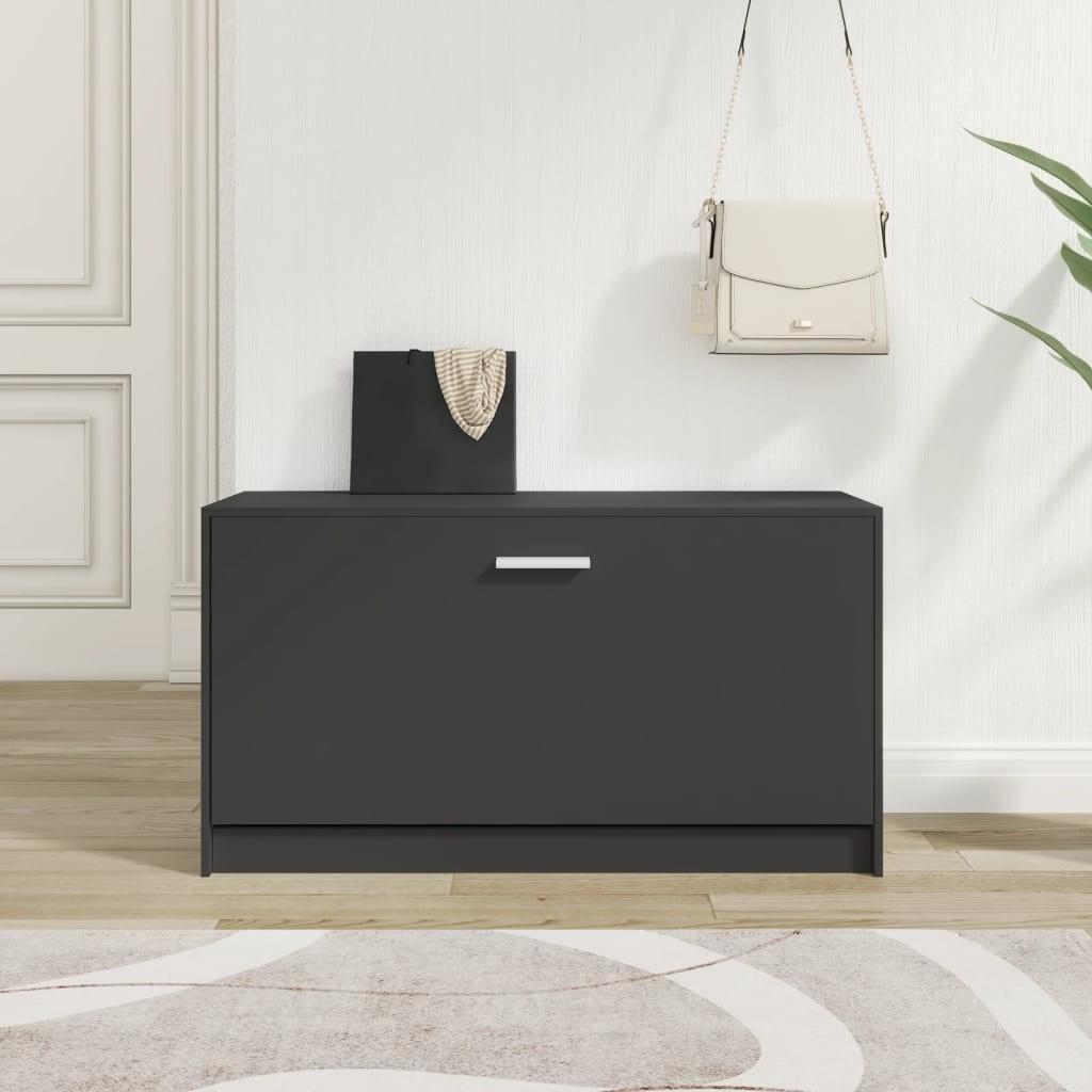 Skobænk 80x24x45 cm konstrueret træ sort
