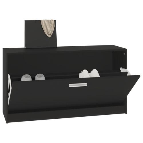 Skobænk 80x24x45 cm konstrueret træ sort