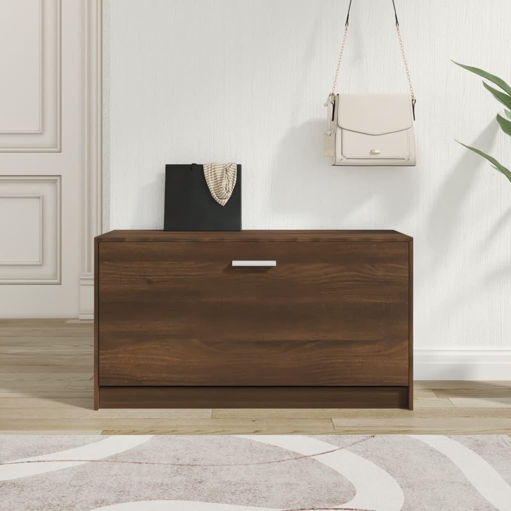 Skobænk 80x24x45 cm konstrueret træ brun egetræsfarve