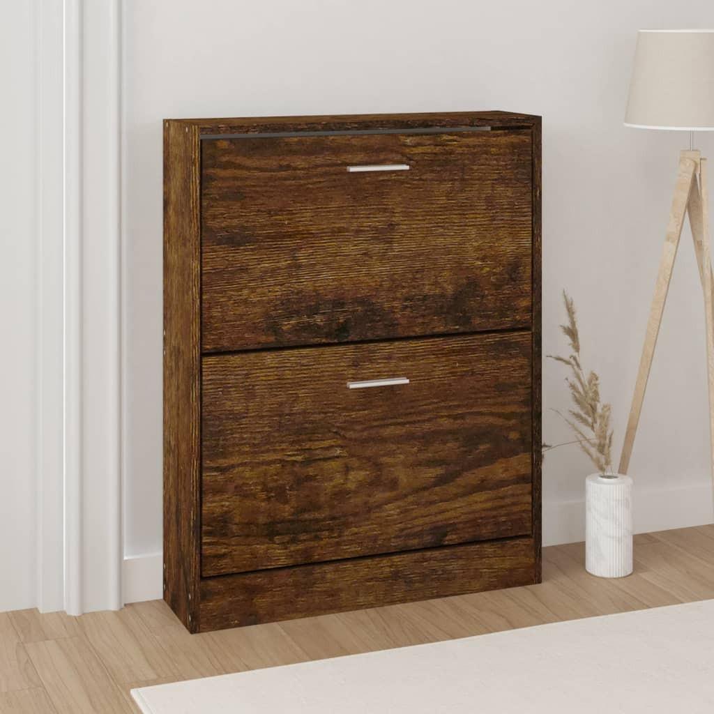 Skoskab 59x17x81 cm konstrueret træ røget egetræsfarve