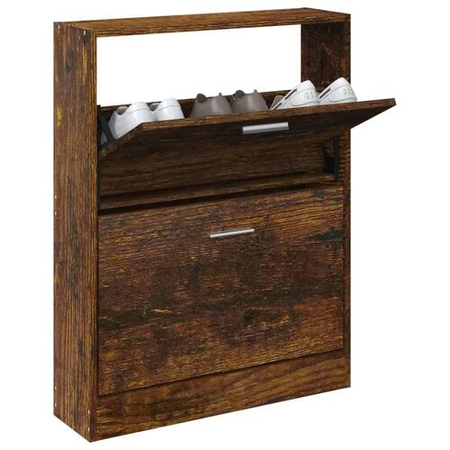 Skoskab 59x17x81 cm konstrueret træ røget egetræsfarve