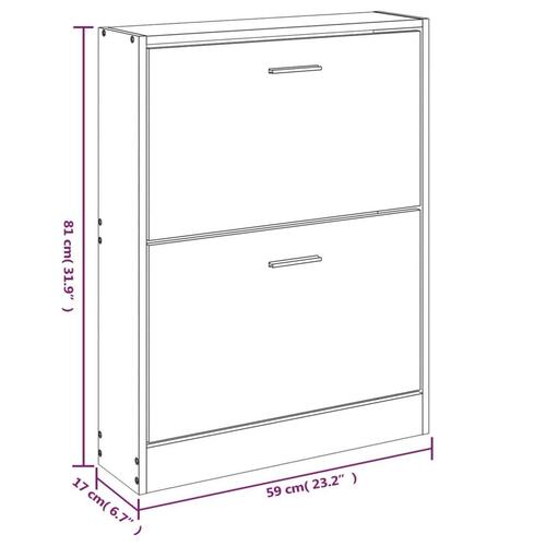 Skoskab 59x17x81 cm konstrueret træ røget egetræsfarve