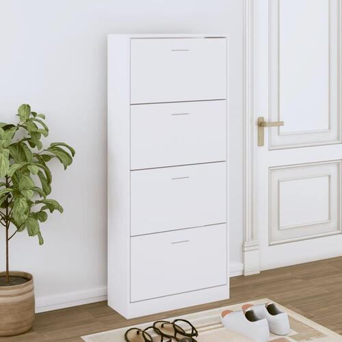 Skoskab 63x24x147 cm konstrueret træ hvid