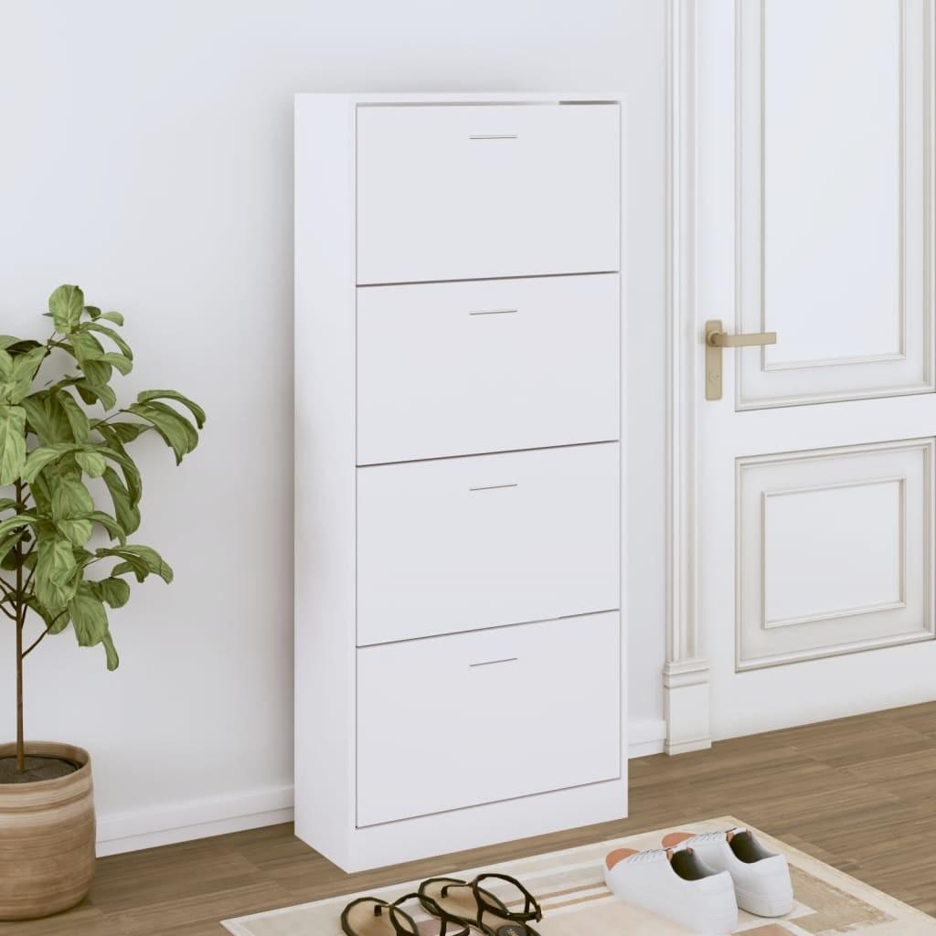 Skoskab 63x24x147 cm konstrueret træ hvid
