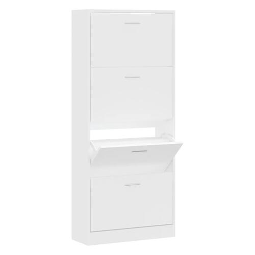 Skoskab 63x24x147 cm konstrueret træ hvid