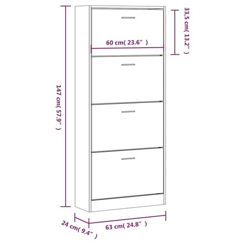 Skoskab 63x24x147 cm konstrueret træ sort