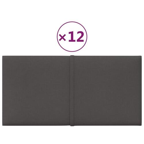 Vægpaneler 12 stk. 30x15 cm 0,54 m² stof mørkegrå