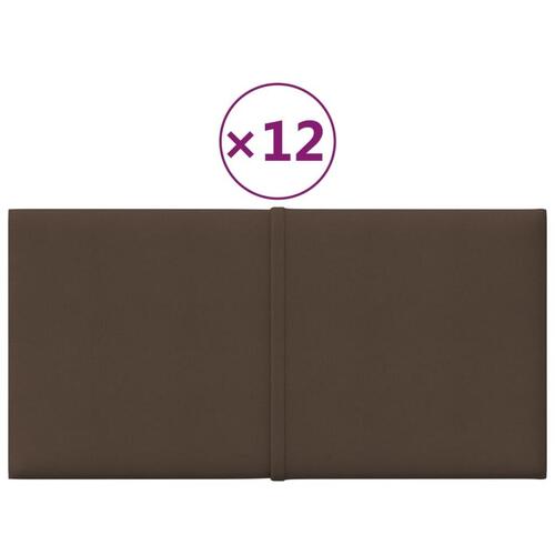 Vægpaneler 12 stk. 30x15 cm 0,54 m² stof brun