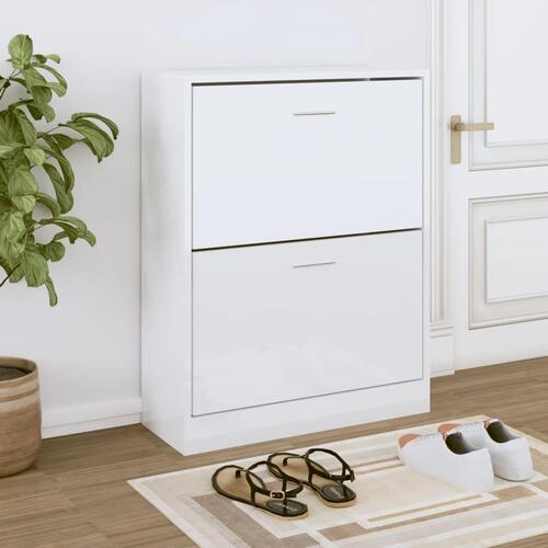 Skoreol 63x24x81 cm konstrueret træ hvid højglans