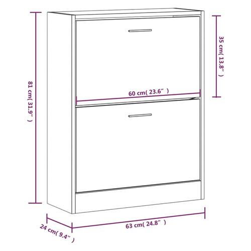 Skoreol 63x24x81 cm konstrueret træ hvid højglans