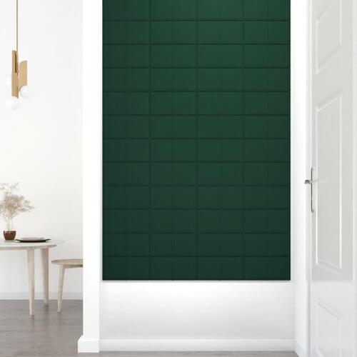 Vægpaneler 12 stk. 30x15 cm 0,54 m² stof mørkegrøn