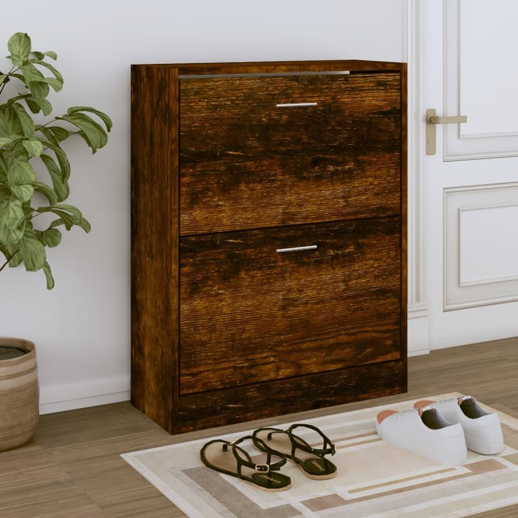 Skoskab 63x24x81 cm konstrueret træ røget egetræsfarve