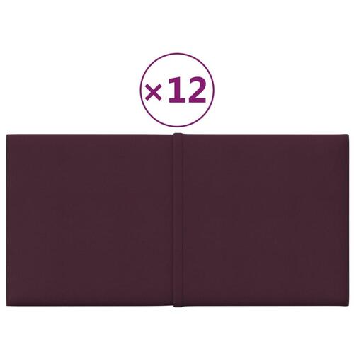 Vægpaneler 12 stk. 30x15 cm 0,54 m² stof lilla