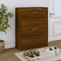 Skoskab 63x24x81 cm konstrueret træ brun egetræ