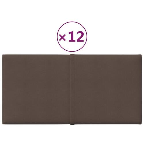 Vægpaneler 12 stk. 30x15 cm 0,54 m² stof gråbrun