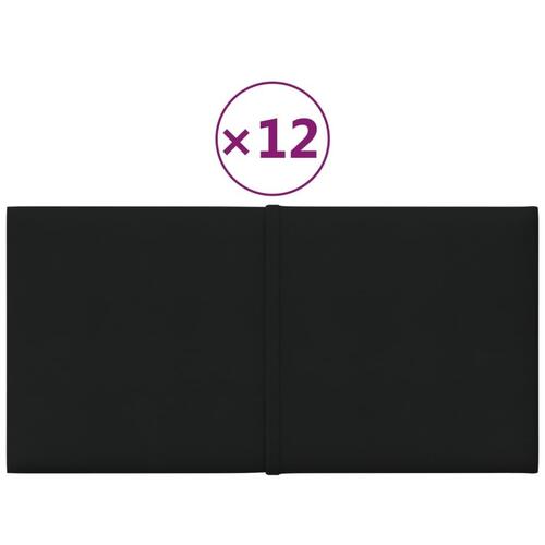 Vægpaneler 12 stk. 30x15 cm 0,54 m² stof sort