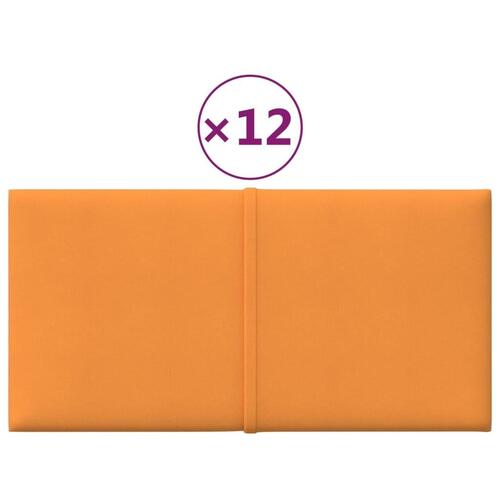 Vægpaneler 12 stk. 30x15 cm 0,54 m² stof lysegul