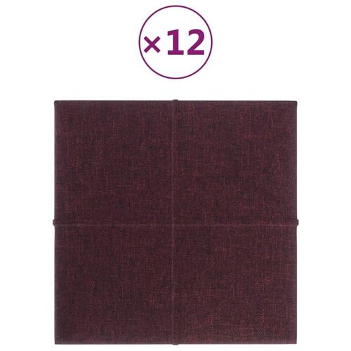 Vægpaneler 12 stk. 30x30 cm 1,08 m² stof lilla