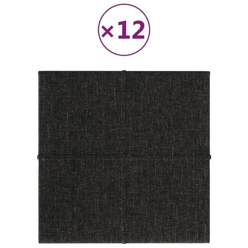 Vægpaneler 12 stk. 30x30 cm 1,08 m² stof sort